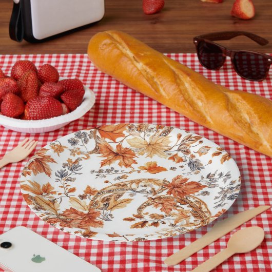 Autumn Leaf Pattern Papieren Bordje (Picknick)