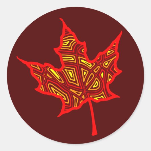 Autumn Leaf Ronde Sticker (Voorkant)