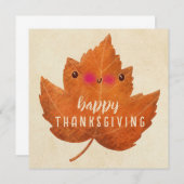 Autumn Leaf Schattigee Halloween Thanksgiving Herf Kaart (Voorkant / Achterkant)