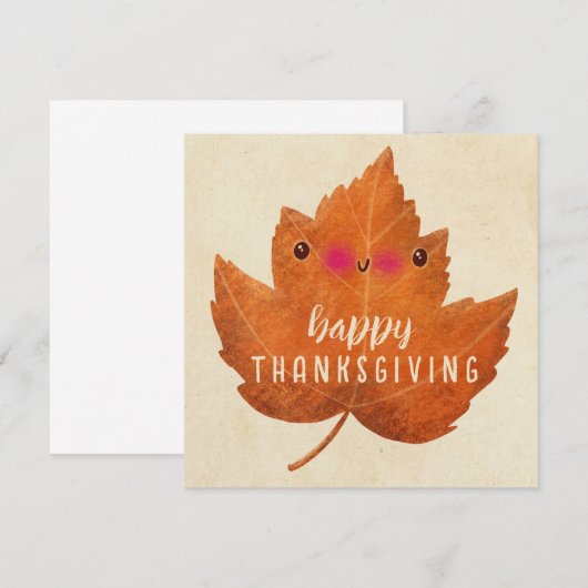 Autumn Leaf Schattigee Halloween Thanksgiving Herf Kaart (Voorkant / Achterkant)