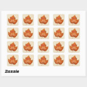 Autumn Leaf Schattigee Halloween Thanksgiving Herf Vierkante Sticker (Vel)