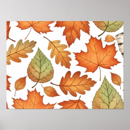Autumn Leaf Seamless Pattern Poster (Voorkant)