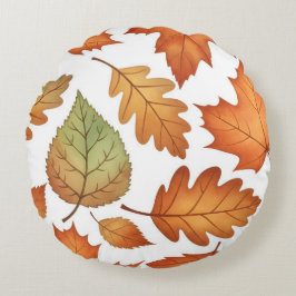 Autumn Leaf Seamless Pattern Rond Kussen