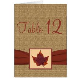 Autumn Leaf Table Number Card