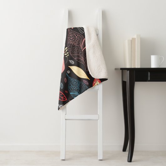 Autumn leaf texture sherpa deken (In situ)