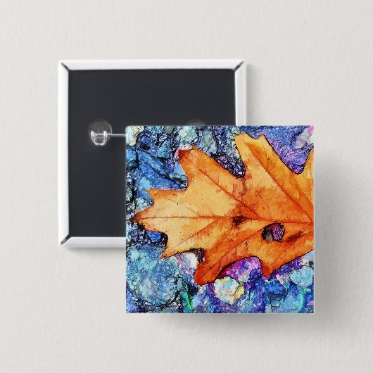 AUTUMN LEAF VIERKANTE BUTTON 5,1 CM (Voorkant /achterkant)