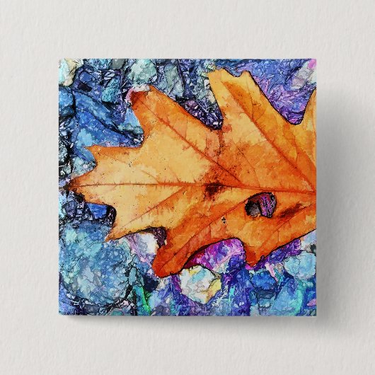 AUTUMN LEAF VIERKANTE BUTTON 5,1 CM (Voorkant)