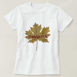 Autumn leaf waterverf text "THANKFUL" T-shirt