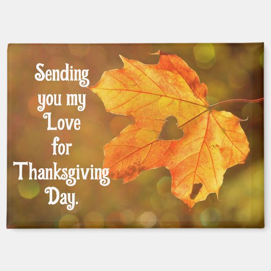 Autumn Leaf With Heart Thanksgiving Magnet (Voorkant)