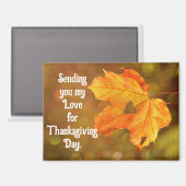Autumn Leaf With Heart Thanksgiving Magnet (Voorkant / Achterkant)