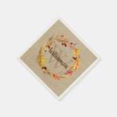 Autumn Leaf Wreath Custom Monogram Thanksgiving Servet (Hoek)