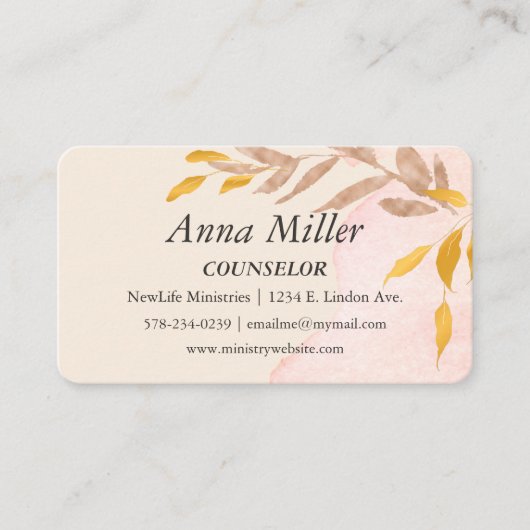Autumn Leafy Counseling Ministerie Visitekaartje (Voorkant)