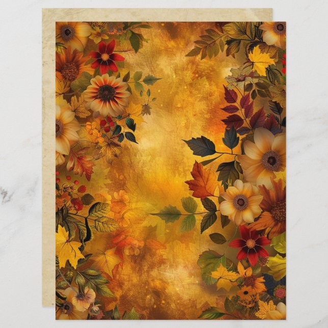 Autumn Leaves 8.5 x 11 Scrapbook Paper (Voorkant / Achterkant)