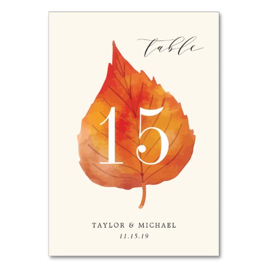 Autumn Leaves | Aangepaste Kaart tabelnummer (Voorkant)