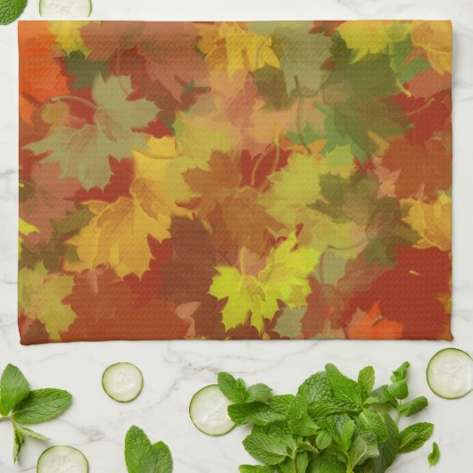 Autumn Leaves Abstract Theedoek (Gevouwen)