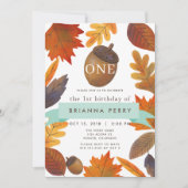 Autumn Leaves Acorn Waterverf 1e verjaardag Kaart (Voorkant)