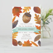 Autumn Leaves Acorn Waterverf 1e verjaardag Kaart (Staand voorkant)
