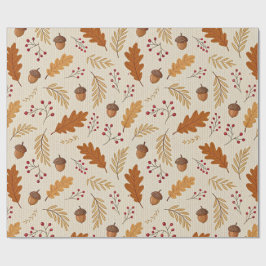 Autumn Leaves and Acorns Pattern Cadeaupapier