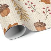 Autumn Leaves and Acorns Pattern Cadeaupapier (Rol Hoek)
