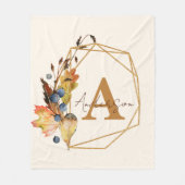 Autumn leaves and gold frame personalized fleece deken (Voorkant)