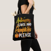 Autumn leaves and pumpkins please funny halloween tote bag (Dichtbij)