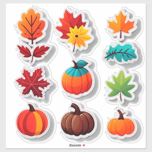Autumn Leaves and Pumpkins Sticker Set (Vel)