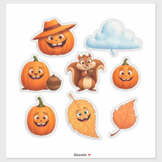 Autumn Leaves and Pumpkins Sticker Set (Vel)