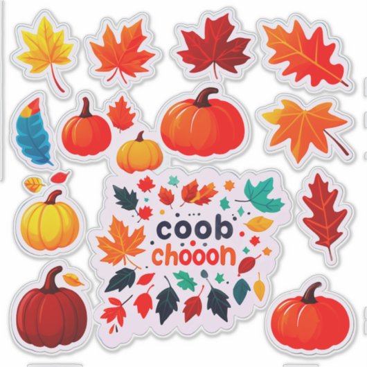 Autumn Leaves and Pumpkins Sticker Set (Voorkant)