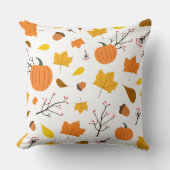 Autumn Leaves and Pumpkins with Pastel Yellow Back Kussen (Voorkant)