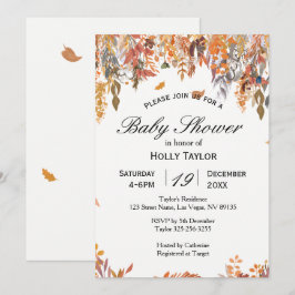 Autumn Leaves Baby shower Invitation Kaart