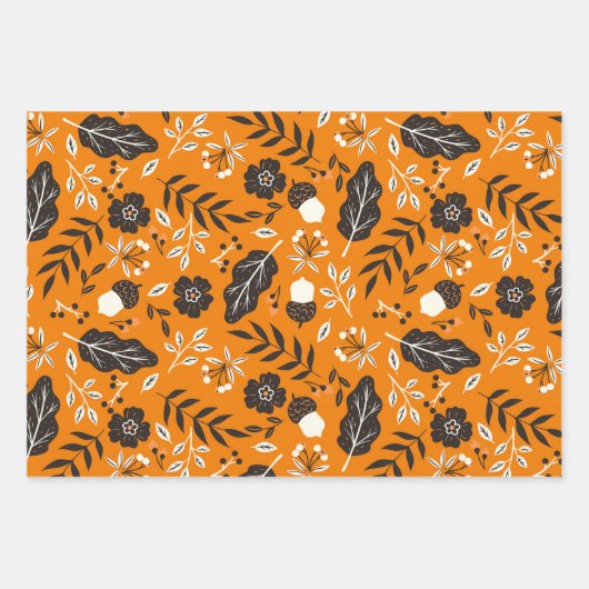 Autumn Leaves, Berries & Acorns Inpakpapier Vel (Voorkant 3)