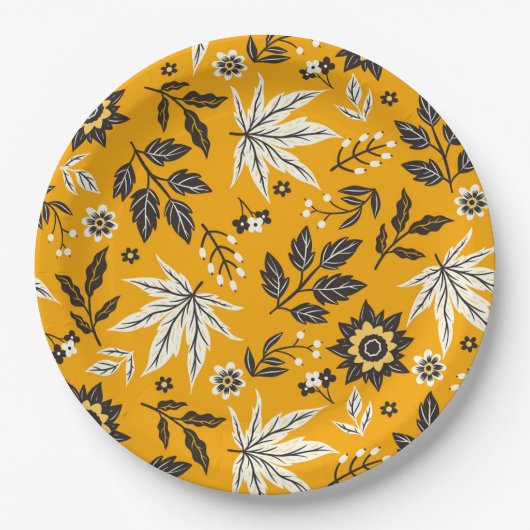 Autumn Leaves, Berries & Acorns Papieren Bordje (Voorkant)