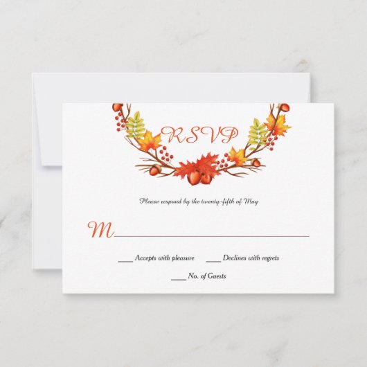 Autumn Leaves Berries Vines RSVP Kaartje (Voorkant)