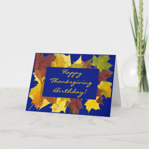 'Autumn Leaves' Birthday on Thanksgiving card Feestdagen Kaart