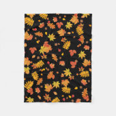 Autumn Leaves (Black) Fleece Throw Blanket (Voorkant)