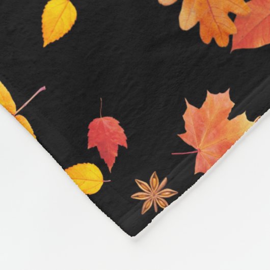 Autumn Leaves (Black) Fleece Throw Blanket Deken (Hoek)
