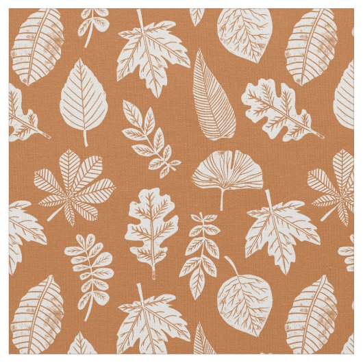 Autumn Leaves Block Print Stof (Close Up)