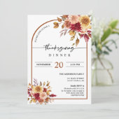 Autumn Leaves Boho Arch Thanksgiving Diner Party Kaart (Staand voorkant)