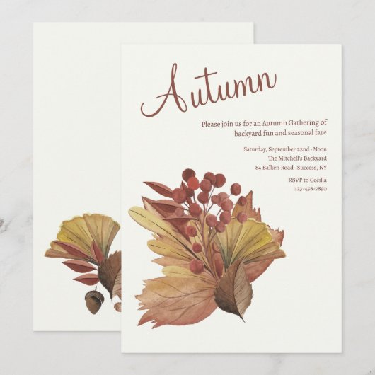 Autumn Leaves Bouquet Kaart (Voorkant / Achterkant)