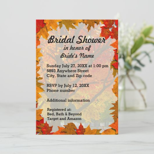 Autumn Leaves Bridal Shower Kaart (Staand voorkant)