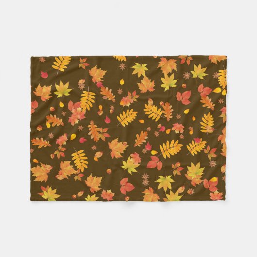Autumn Leaves (Brown) Fleece Throw Blanket (Voorkant (Horizontaal))