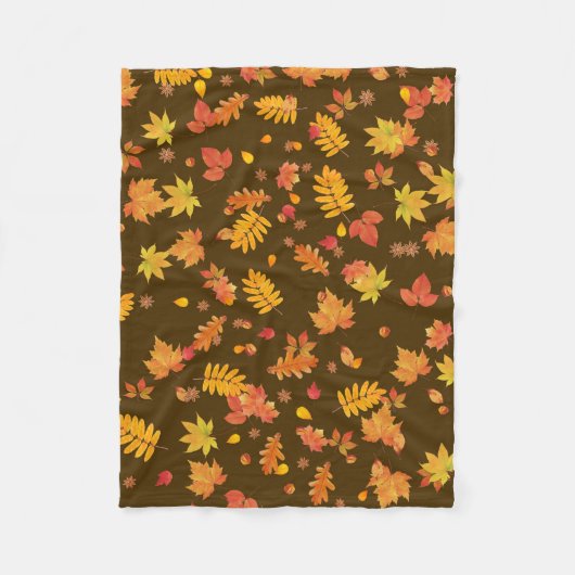 Autumn Leaves (Brown) Fleece Throw Blanket (Voorkant)