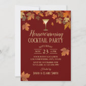 Autumn Leaves Burgundy Red Housewarming Party Kaart (Voorkant)