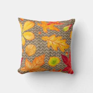 Autumn Leaves Burlap Kussen
