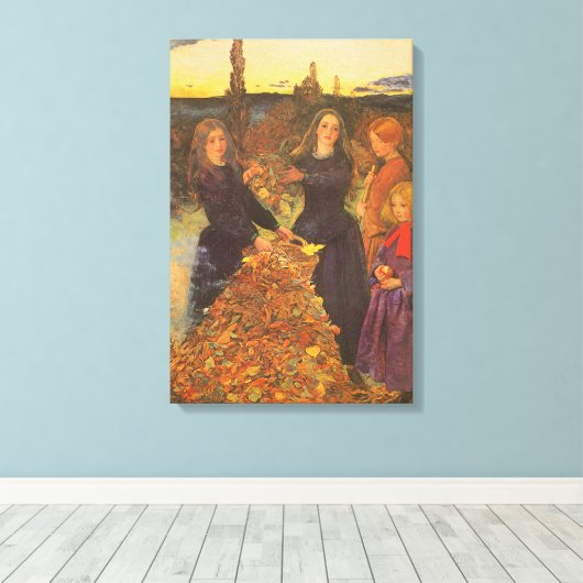 Autumn Leaves by Sir John Everett Millais Canvas Afdruk (Insitu (Houten vloer))