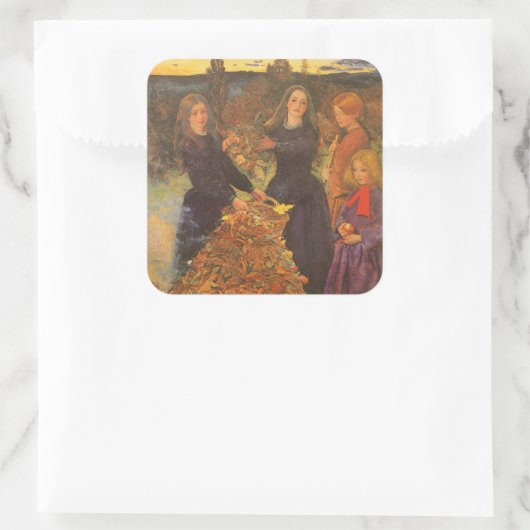 Autumn Leaves by Sir John Everett Millais Vierkante Sticker (Tas)