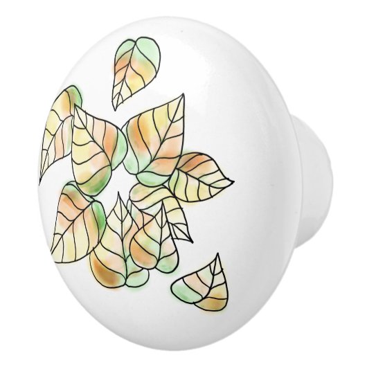 Autumn Leaves Ceramic Knob Keramische Knop (Rechts)