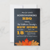 Autumn Leaves & Chalkboard Housewarming Uitnodigin Kaart (Voorkant)