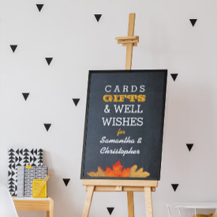 Autumn Leaves Chalkboard Wedding Gift Table Sign Poster
