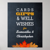 Autumn Leaves Chalkboard Wedding Gift Table Sign Poster (Voorkant)